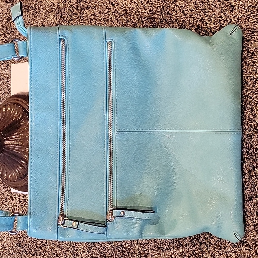 Merona teal vegan leather crossbody